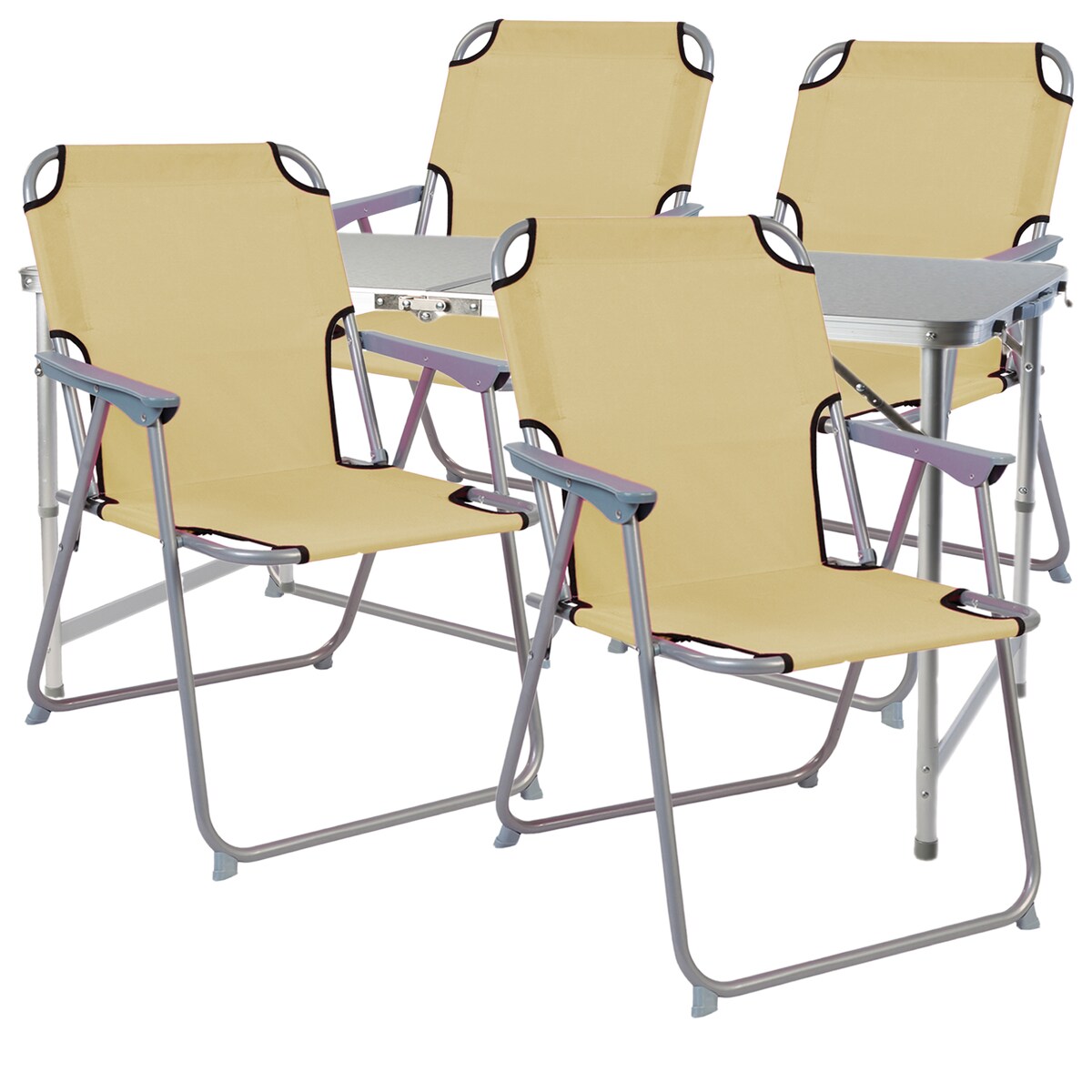 Mojawo 5-teiliges Campingmöbel Set Alu 120x60x58/70cm Beige