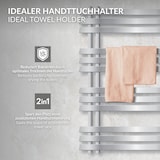 thumbnail of LuxeBath Badheizkörper Iron EM 500×1000 mm Chrom, Seitenanschluss, Thermostat Durchgang-Boden, Design Heizkörper Handtuchtrockner Badheizung