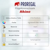 thumbnail of PROREGAL Putzmittelschrank RHINO Metall 2 Türen abschließbar Besenschrank schmal 170x70x30cm 5 Fächern & Kleiderstange Stahl Weiß Putzschrank