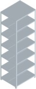 Aktenregal, Grundfeld, HxBxT 2200x750x600mm, Fachl. 90kg, 7xStahlboden, 7 OH