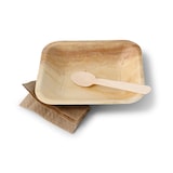 thumbnail of BIOZOYG 100 Stück Einweggeschirr 16x13cm, tief, Palmblatt-Teller rechteckig umweltfreundliche Einwegteller aus Palmenblättern, biologisch abbaubar