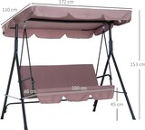 thumbnail of Columpio de Jardín de 3 Plazas con Techo Ajustable Acero 172x110x153 cm Marrón