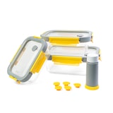 thumbnail of PIKA - Lot de 3 boites alimentaires sous vide en verre + pompe de mise sous vide - 370ml + 640ml + 1050ml - Micro-ondes, four, congélateur - GlassShoc