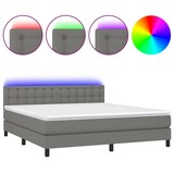 thumbnail of vidaXL Boxspringbett mit Matratze & LED Dunkelgrau 160x200 cm Stoff
