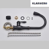 thumbnail of NAVIS | Torneira de cozinha elegante e extensível em aço inox preto, arco alto, misturador de luxo, alta pressão, 360°, 2 conexões