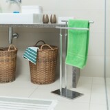 thumbnail of Relaxdays Handtuchhalter stehend PAGNONI, Handtuchständer 2-armig, HBT 78 x 46 x 20 cm, Standhandtuchhalter Chrom, silber