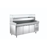 thumbnail of METRO Professional Table à pizza GPT3100SET, Acier inoxydable, 201.8 x 80 x 100 cm, 500 W, 435 L, 3 portes, compatible avec GHS2200, Argenté