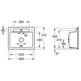 thumbnail of Villeroy&Boch Spülbecken, Küchenspüle Siluet 60 S Weiß Alpin 600x510mm, Unterschrankbreite 60cm
