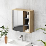 thumbnail of HOMCOM armario de baño con espejo armario con espejo para baño con estantes mueble para baño estilo moderno 60x20x60 cm madera natural