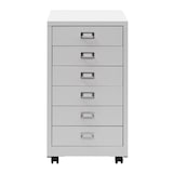 thumbnail of Rollcontainer | HxBxT 75x40x41cm | Metall 6 Schubladen | Weiß | Schubladenschrank Stahlschrank Aktenschrank