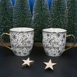 thumbnail of 2er Set Jumbobecher 450 ml Porzellan Merry Christmas Weiß Gold Tee-Tasse Kaffee
