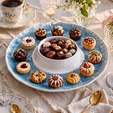 thumbnail of JO Servierplatte Ø 35,5 cm runde Snack- & Dipplatte Melamin blau weiß Antipasti