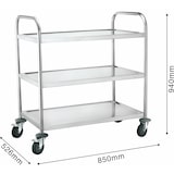 thumbnail of METRO PROFESSIONAL Servierwagen GST2003, Edelstahl, 85 x 52.6 x 94 cm, 3 Etagen, 75 kg, silber