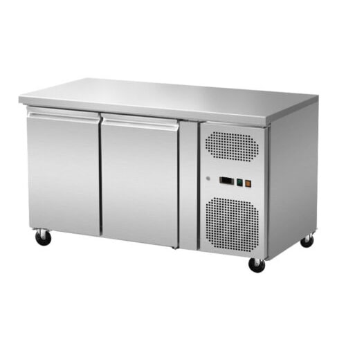 Gastro Edelstahl Kühltisch Kühltheke 2 Türen ohne Aufkantung 260 L -2/+8°C