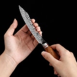 thumbnail of Zayiko Minami Damast 2er Steakbesteck-Set 12 cm Klingen Olivenholzgriffe Holzbox