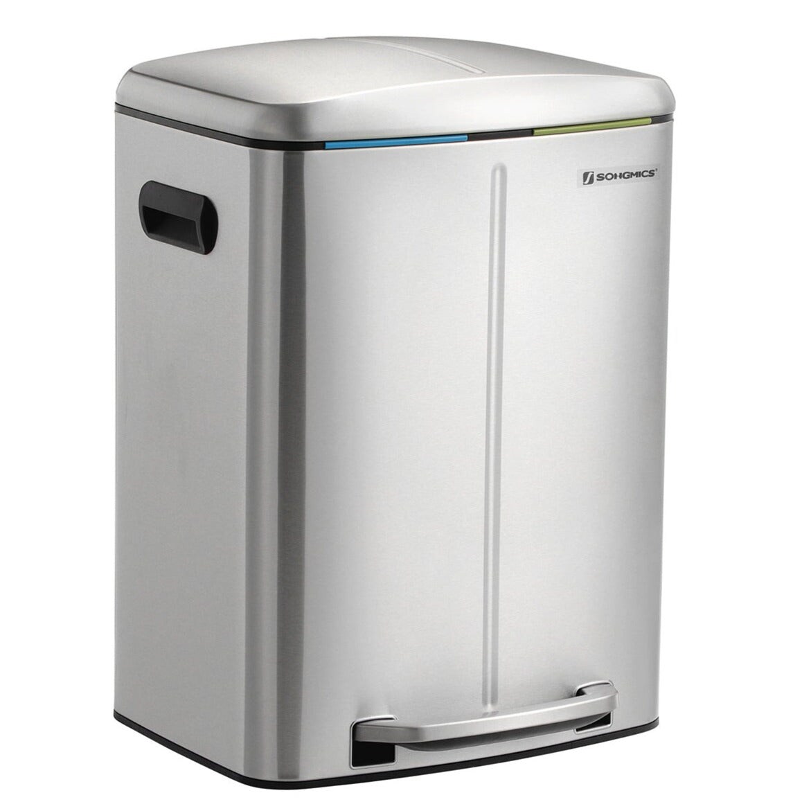 Helloshop26 - Cubo de basura de cocina de 2 cubos 2 x 20 litros cubos interiores dobles de plástico tapa abatible asa cierre suave 12_0003614