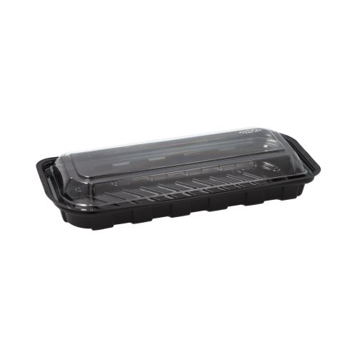 Starpak 1000 Sushi-Schalen R-PET rechteckig 21 cm x 8,8 cm x 4,3 cm schwarz mit transparentem Deckel (37250, 20x50 Stück)