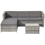 thumbnail of Merax polyrotan loungebankset, lounge tuinmeubelen, bankstel met zit- en rugkussens, loungetafel, grijs