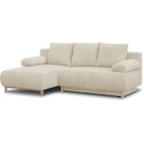 thumbnail of Canapé d'angle gauche convertible MIKA 3 places - Velours côtelé beige - Coffre de rangement - L218 x P98/145 x H84 cm AUCUNE