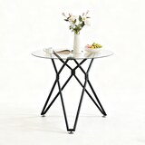 thumbnail of Esstisch rund Glas Schwarz 90x90x78 cm mit Hartglasplatte und Metallbeinen, minimalistisches Design, verstellbare Füße, für Küche