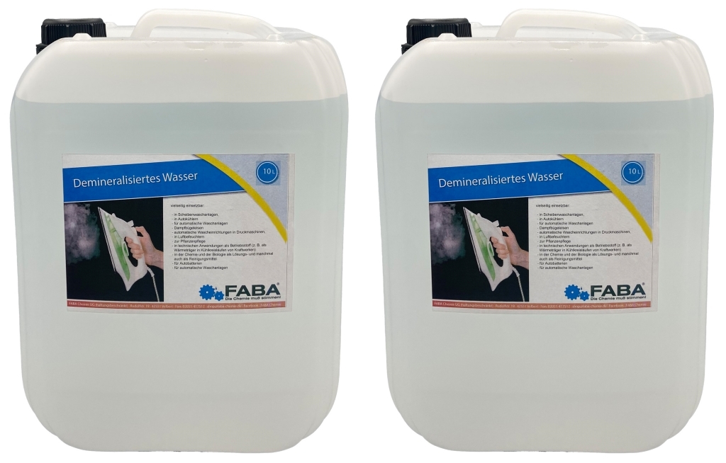 FABA Chemie Demineralisiertes Wasser 2 x 10 Liter Kanister