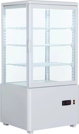 thumbnail of Getränke- und Gebäckvitrine Doppeltemperatur 68 Liter 4-seitig verglast weiß +2/+10 °C / +30/+90 °C 44,7x40x89,4h cm