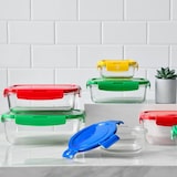 thumbnail of Benetton - Set di 3 bottiglie rettangolari ermetiche da 1180 ml/840 ml/690 ml in borosilicato arcobaleno