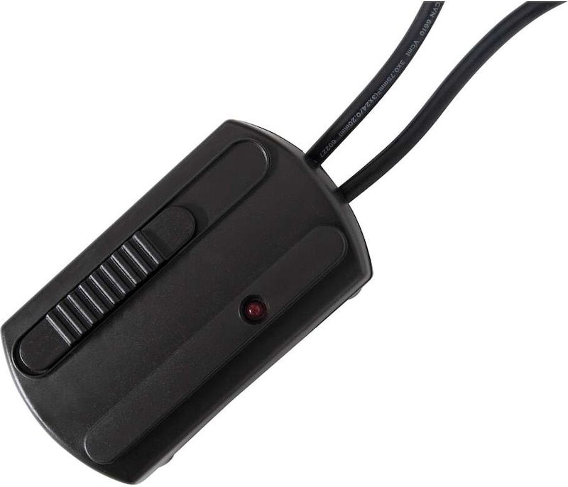 Ein schwarzer Schieberegler mit einer roten LED.