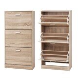 thumbnail of UAC Schuhschrank 120 x 60 x 24 cm, mit 3 Klappen, Schuhkipper, Schuhregal mit 3 Ebenen, Trennwände verstellbar, Schuhkommode, Eichen-Optik