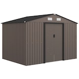 thumbnail of Outsunny caseta de jardín exterior 4,9 m² 277x195x192 cm con puerta corredera techo inclinado y 4 ventanas para patio terraza marrón