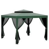 thumbnail of Outsunny Pérgola de Jardim com 4 Mosquiteiras Teto Duplo 8 Orifícios de Drenagem e Estrutura de Metal 297x297x268 cm Verde