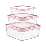 thumbnail of Set 3 Recipientes Herméticos para Alimentos, de forma Cuadrada Rosa 7house