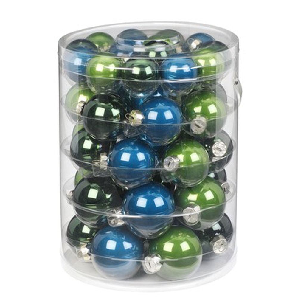 44 Weihnachtskugeln Glas 4cm 5cm 6cm Mix Set Christbaumkugeln petrol blau grün