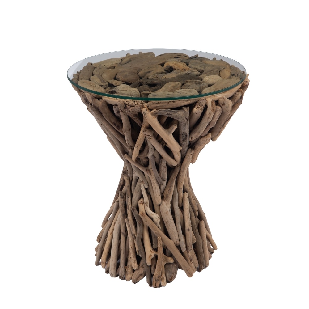 Bout de canape maldives -  Marron Rond Bois Amadeus 50.00x50.00 cm