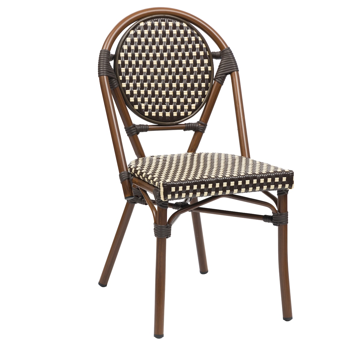 METRO PROFESSIONAL Cadeira empilhável, alumínio / vime PE, castanho / bege