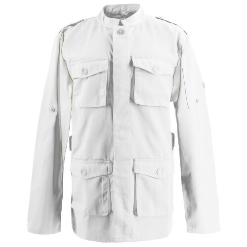 226 - Kochjacke Parkastyle, langarm, Druckknöpfe : weiß 65% Polyester 35%Baumwolle 220 g/m² 2XL