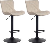 thumbnail of 2er Set Barhocker BOZON - Kunstleder Creme 48x54x83 cm | Barstuhl Höhenverstellbar Mit Lehne Drehbar Tresenhocker Tresenstuhl Kneipenhocker