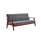 thumbnail of SalesFever Schlafsofa mit Armlehnen | 3 Funktionen | Stoffbezug Samt-Optik | Gestell Massivholz Eukalyptus | B 190 x T 85 x H 81 cm | dunkelgrau