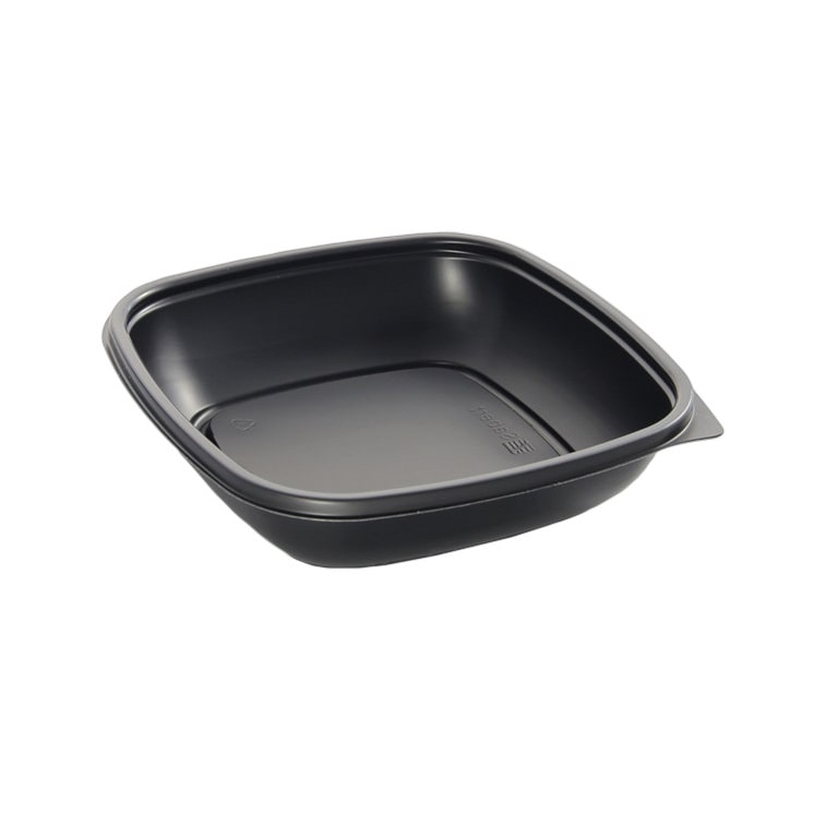 MONOUSO - Wiederverwendbare Plastikbehälter aus PP Schwarz 500ml 16,5x16,5x4cm (50 Stück)