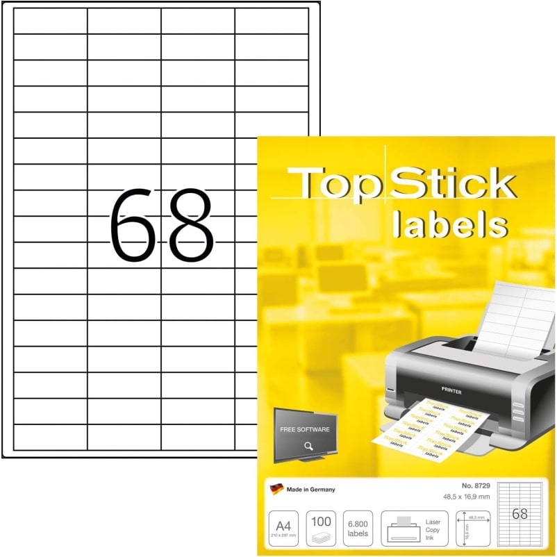 TOP STICK Universal-Etiketten, 48,5 x 16,9 mm, weiß, 100 Bl.