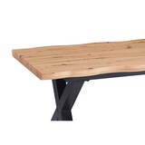 thumbnail of Esstisch Schweizer Kante MDF-Platte eichenfarben 180 x 90 X-Gestell schwarz Bird