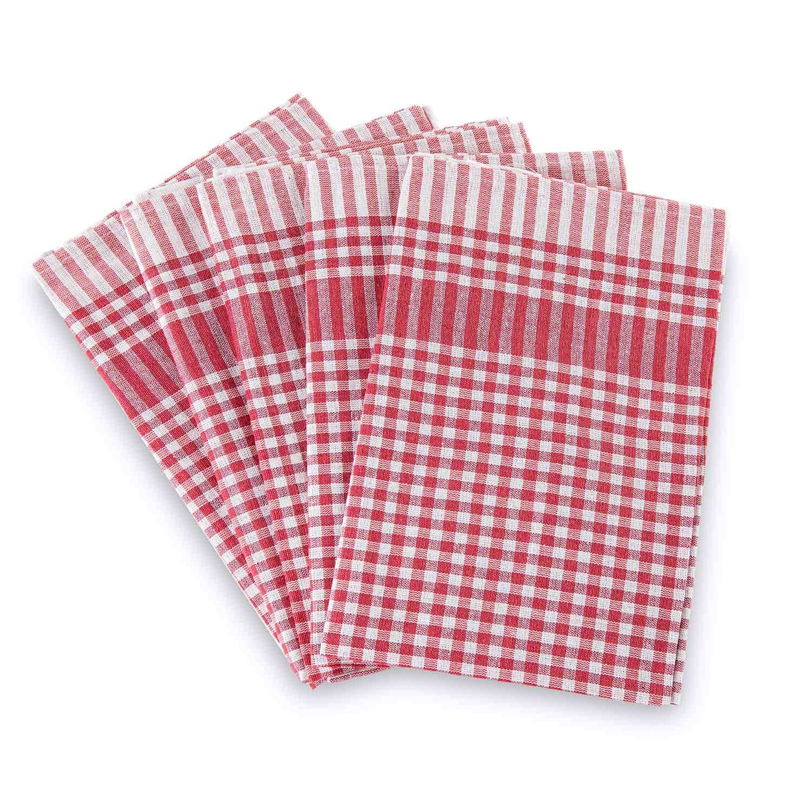 5er Set Geschirrhandtuch aus 100 % Baumwolle, kariert, rot-weiß, 50/70 cm