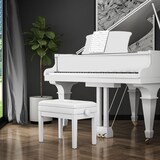 thumbnail of HOMCOM banqueta para piano banco para piano con ajustable en altura de 48 a 58 cm espacio de almacenamiento patas de madera blanco