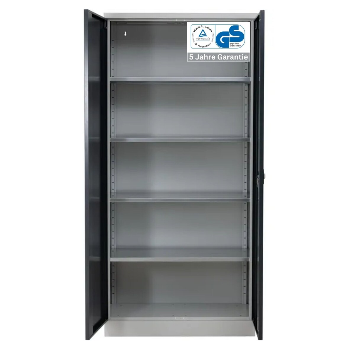 PROREGAL Stahlschrank BEE mit 7 lackierten Fachböden | HxBxT 195x92x50cm | Grau-Anthrazit | Werkstattschrank Werkzeugschrank Aktenschrank