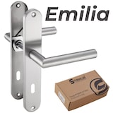 thumbnail of Langschild Drückergarnitur Edelstahl gebürstet EMILIA WC - Badezimmer Türbeschlag für Innentüren