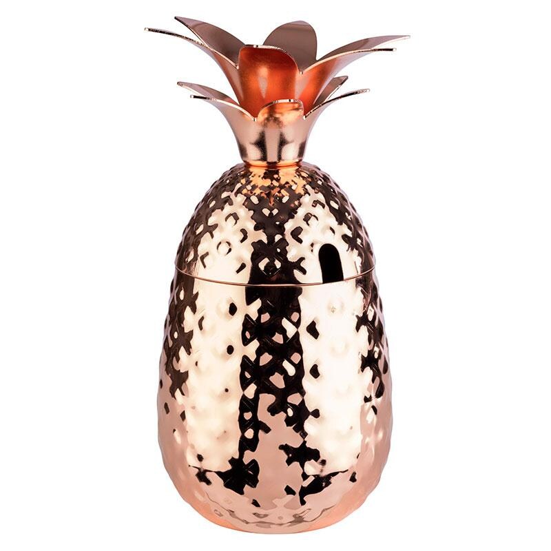 Cocktail-Becher PINEAPPLE mit Deckel als Standfuß kupferfarben 0,5 L