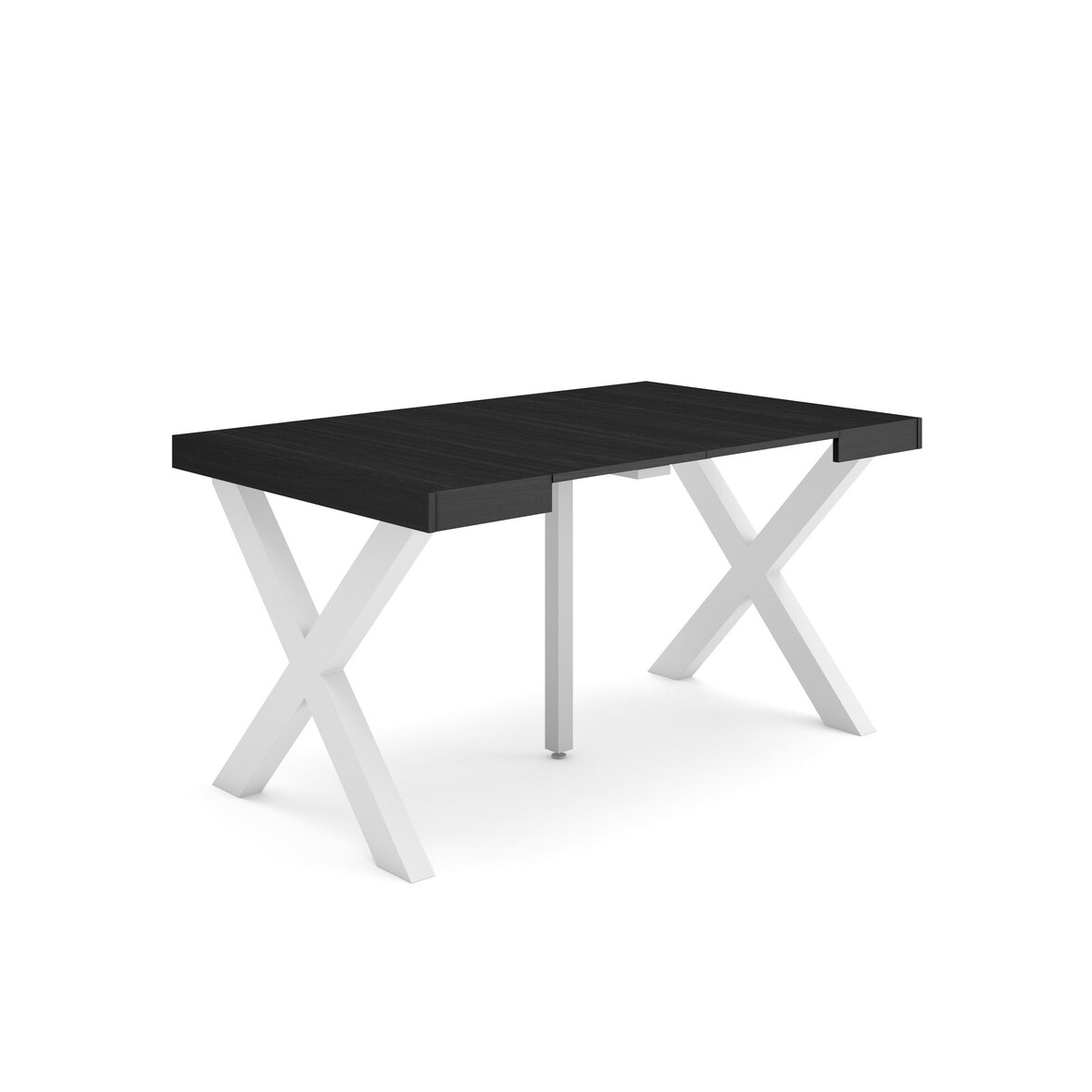 Ausziehbarer Konsolentisch, 140x90x73cm, Für 6 Personen, Holzbeine, Moderner Stil, Schwarz _ 171_41