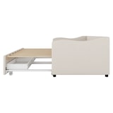 thumbnail of Merax Daybett, 90x200cm Tagesbett mit ausziehbarem Bett,Schlafsofa mit zwei Schubkästen, Einzelbett(Ohne Matratze), Leinen, beige