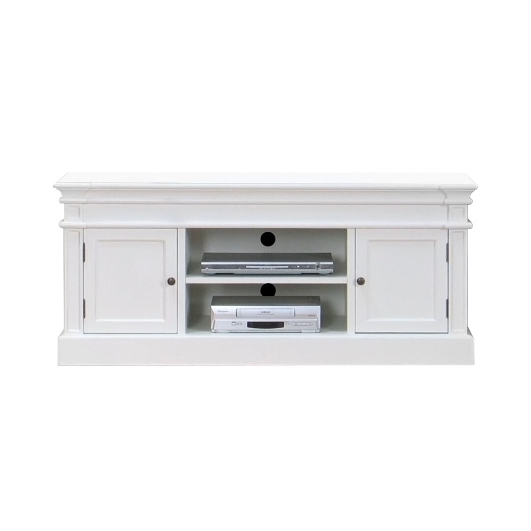 Amaretta Tv Möbel Breite 137 cm, Höhe 60 cm antik weiß, antik patinert.
