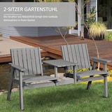 thumbnail of Gartenbank aus Holz in Grau, 152x70x83 cm, 2-Sitzer mit integriertem Tisch und Regenschirmloch